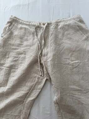 AXIS LA XL Beige Linen Rayon Blend Drawstring Pants
